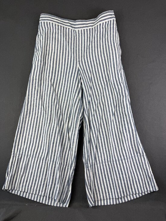Banana Republic Pants - Banana Republic Womens White Blue Wide Leg Crop Pants Striped Linen Beachy M